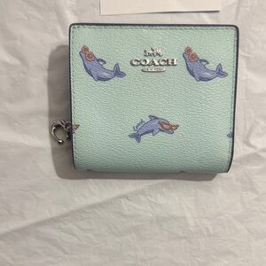 Coach Light Green Wallet with Dolphin Design